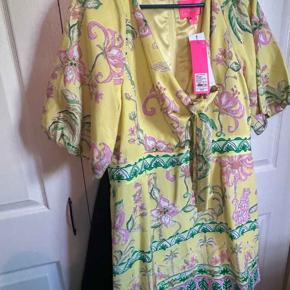 Lilly Pulitzer Yellow Dress with Pink and Green Floral Design— Soumya Romper
